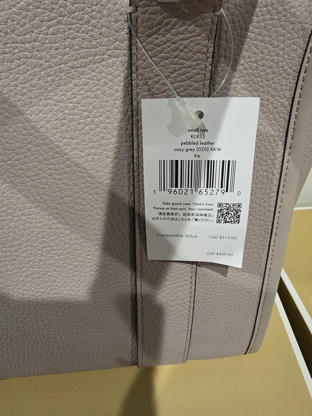 kate spade pale lavender leather tote with logo straps
